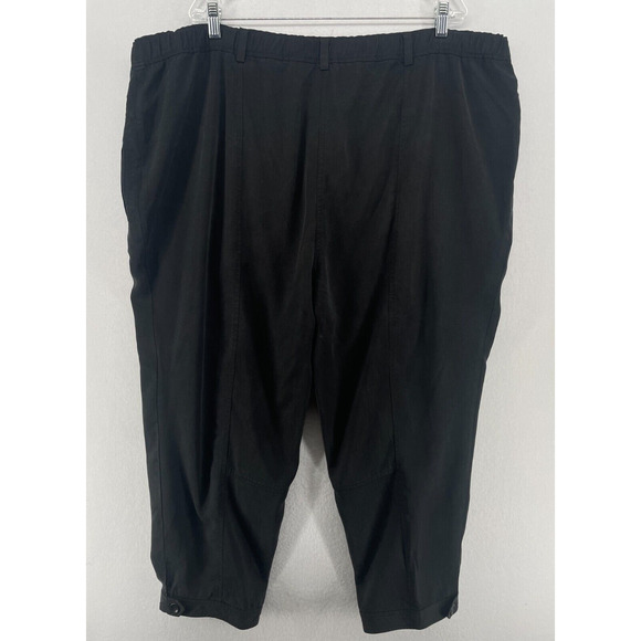 EILEEN FISHER Pants 3X Plus Tencel Twill Tapered Ankle Button Cuff Utility Black - Picture 3 of 16